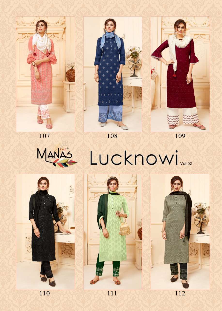 MANAS FAB LAUNCHES LUCKNOWI VOL-2 HEAVY EMBROIDEY COTTON KURTI