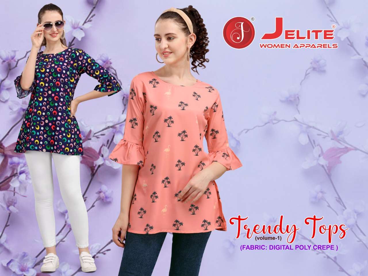 JELITE PRESENTS TRENDY 1 POLYSTER PRINTED CASUAL WEAR WHOLESALE TOPS COLLECTION
