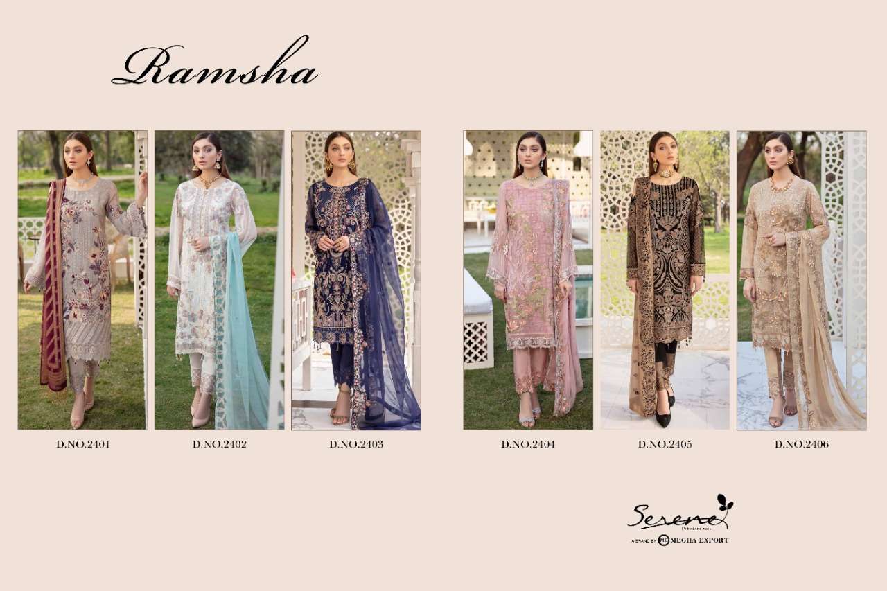 RAMSHA PRESENTS SERENE FOX GEORGETTE WITH HEAVY EMBROIDERY PAKISTANI SUITS