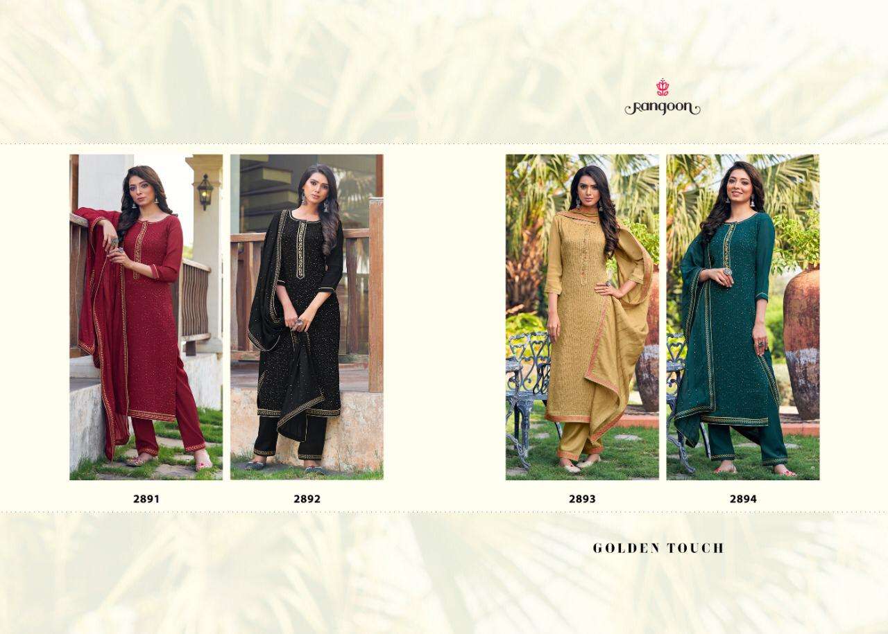 RANGOON PRESENTS GOLDEN TOUCH MUSLIN LUKHNAWI KURTI WITH BOTTOM COLLECTION