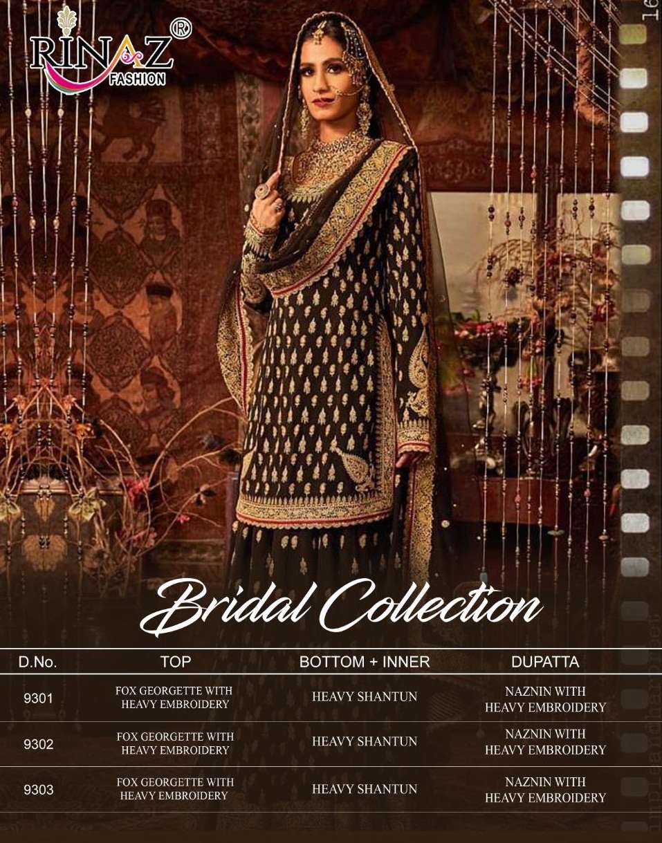 RINAZ FASHION PRESENTS BRIDAL COLLECTION FOX GEORGETTE HEAVY EMBROIDERY WHOLESALE PAKISTANI SUITS