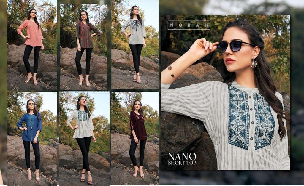 TUNIC HOUSE PRESENTS NANO RAYON 2 TONE EMBROIDERY SHORTS TOPS COLLECTION