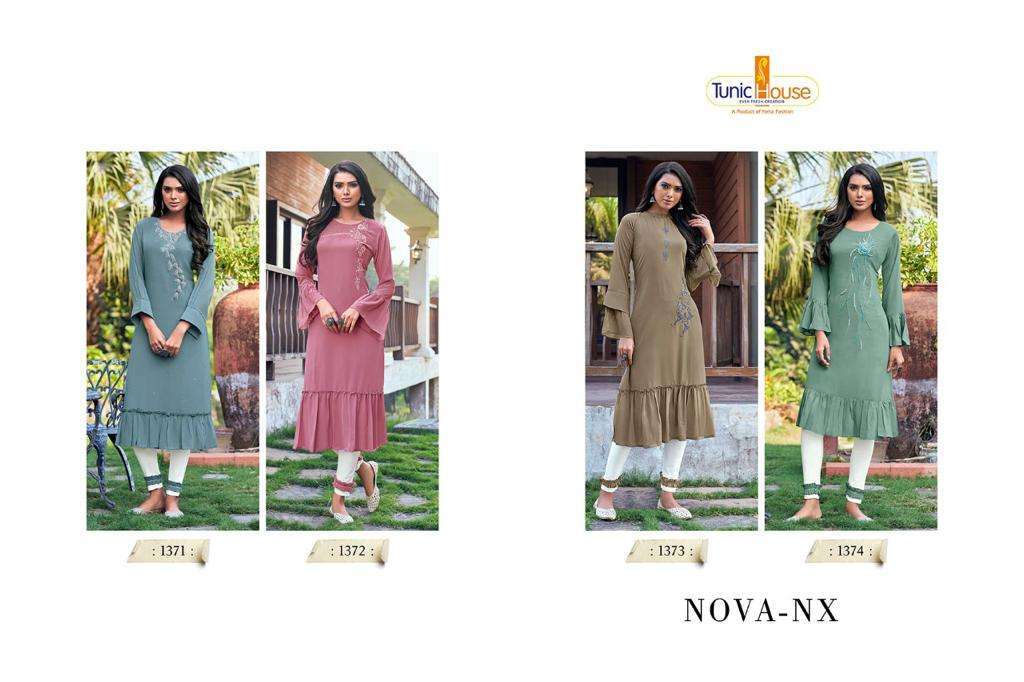 TUNIC HOUSE PRESENTS NOVA NX GEORGETTE EMBROIDERY WHOLESALE KURTI WITH PANTS COLLECTION