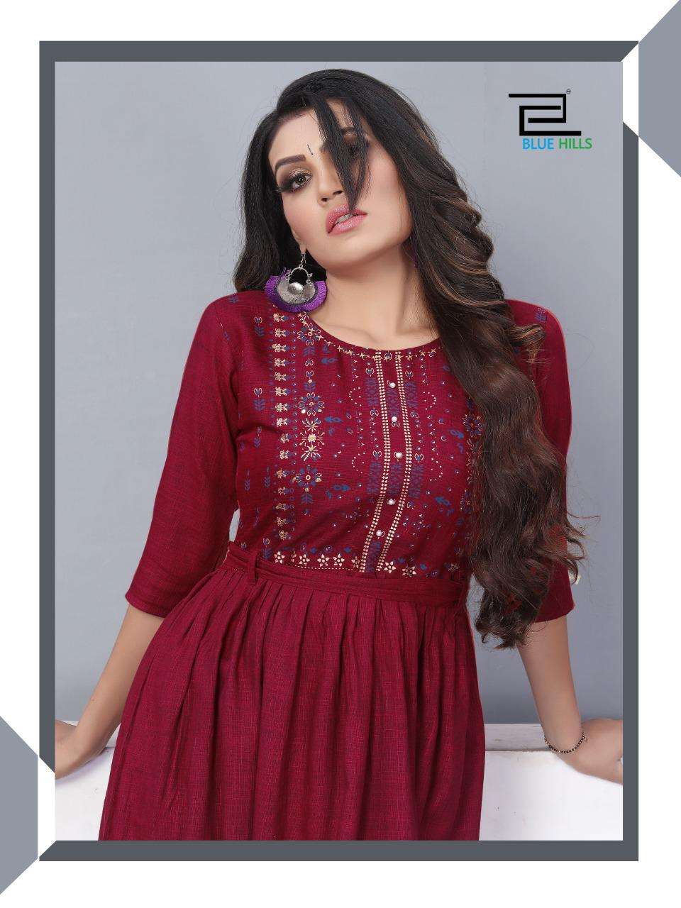 BLUE HILLS PRESENTS SHIVI RAYON HANDWORK PRINTED WHOLESALE KURTI