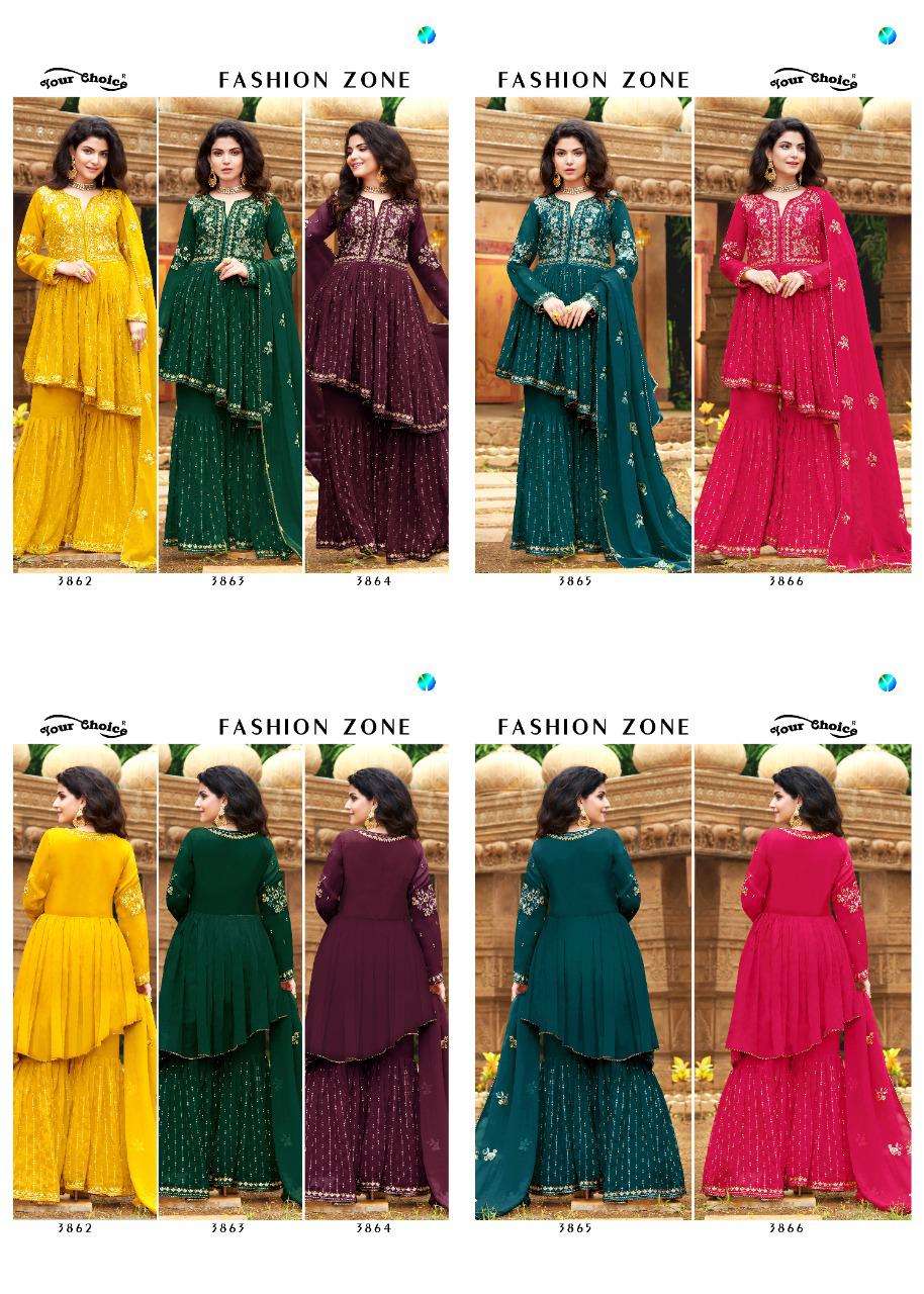 YOUR CHOICE PRESENTS FASHION ZONE PURE GEORGETTE EMBROIDERY WHOLESALE SALWAR KAMEEZ