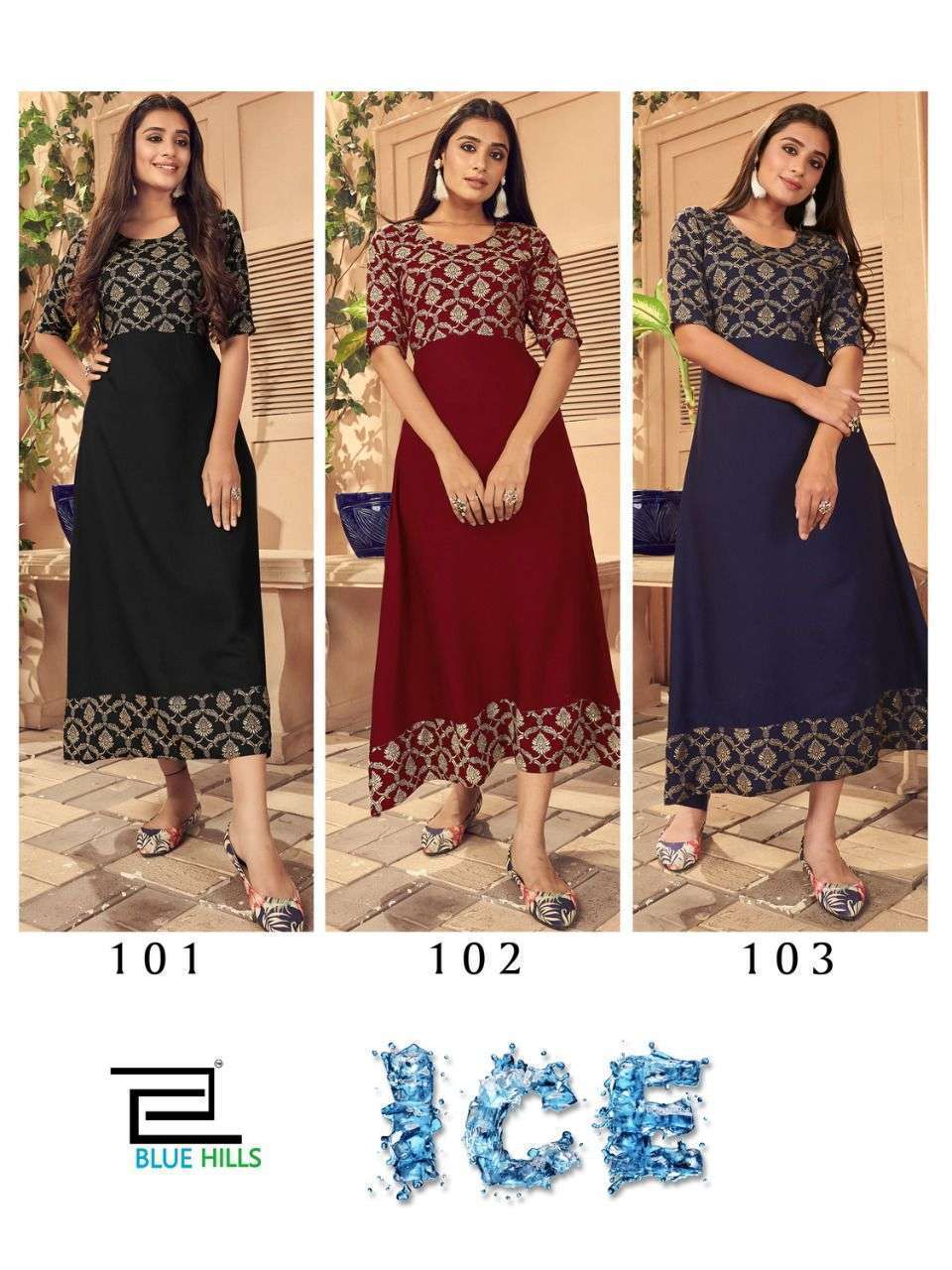 BLUE HILLS PRESENTS ICE RAYON PRINT WHOLESALE LONG GOWN