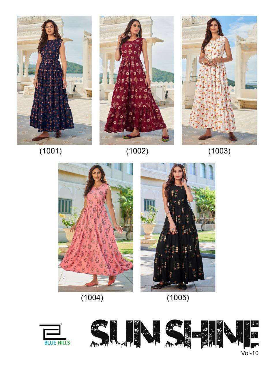 BLUE HILLS PRESENTS SUNSHINE VOL 10 RAYON PRINTED WHOLESALE LONG GOWN