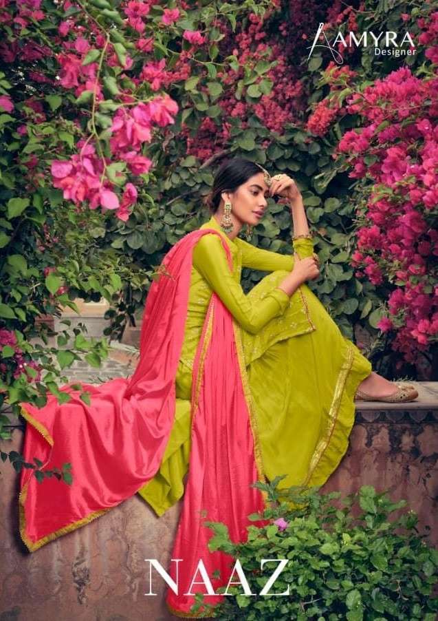 AMYRA DESIGNER PRESENTS NAAZ PURE VISCOSE CHINON EMBROIDERY WHOLESALE SALWAR KAMEEZ COLLECTION