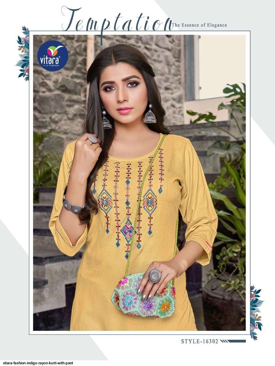 VITARA FASHION PRESENTS INDIGO RAYON EMBROIDERY KURTI WITH PENT COLLECTION