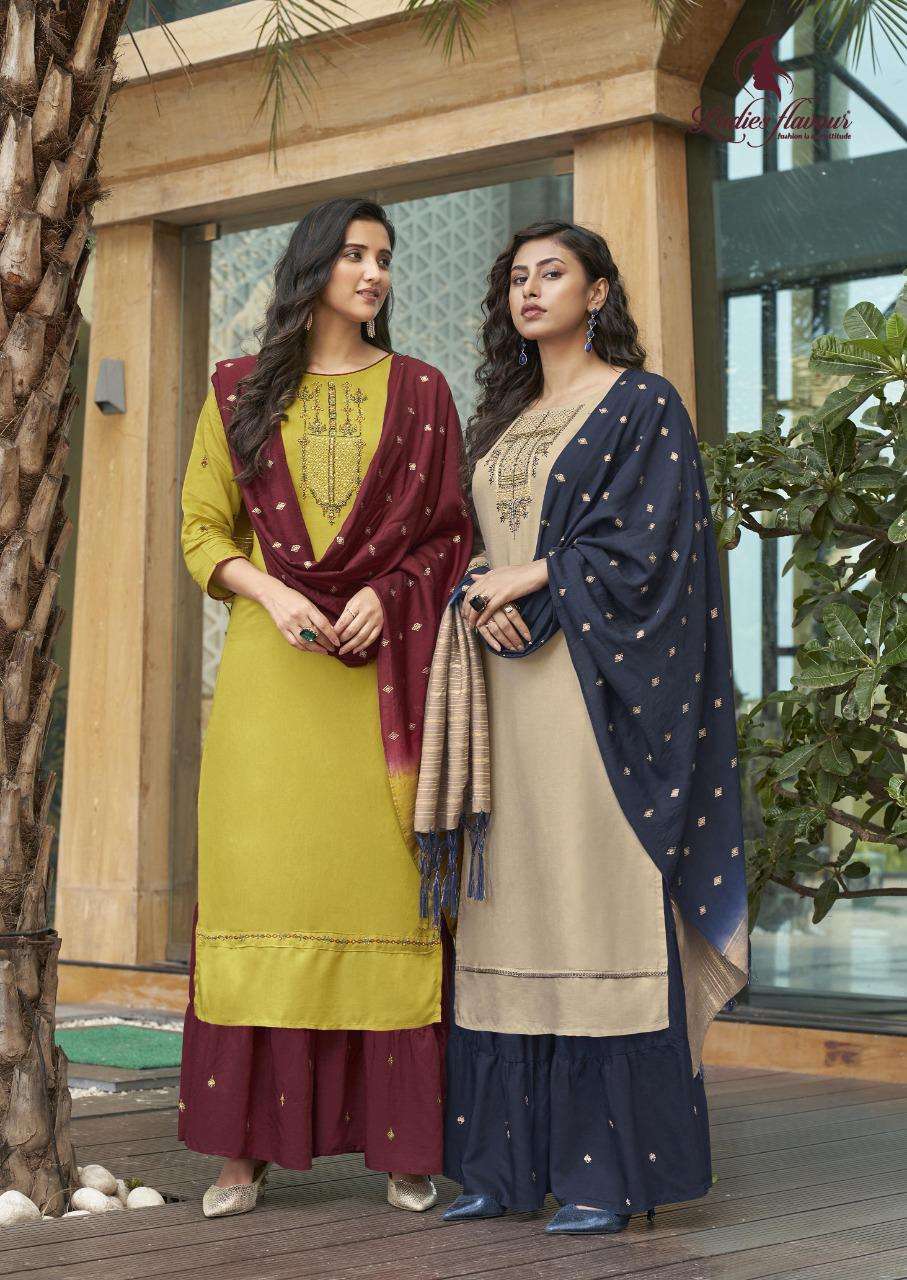 LADIES FLAVOUR PRESENTS RUHANA VOL 1 WHOLESALE KURTI WITH SARARA