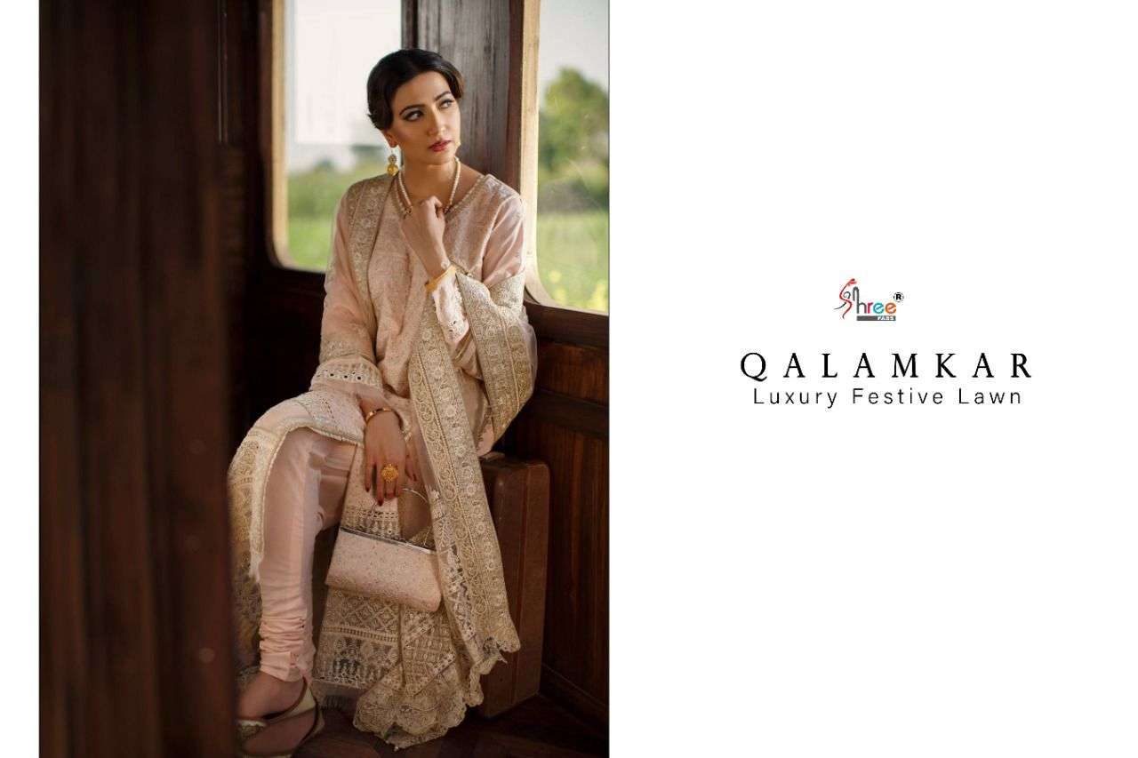 SHREE FABS PRESENTS QALAMKAR LUXURY FESTIVAL LAWN WHOLESALE PAKISTANI SUITS