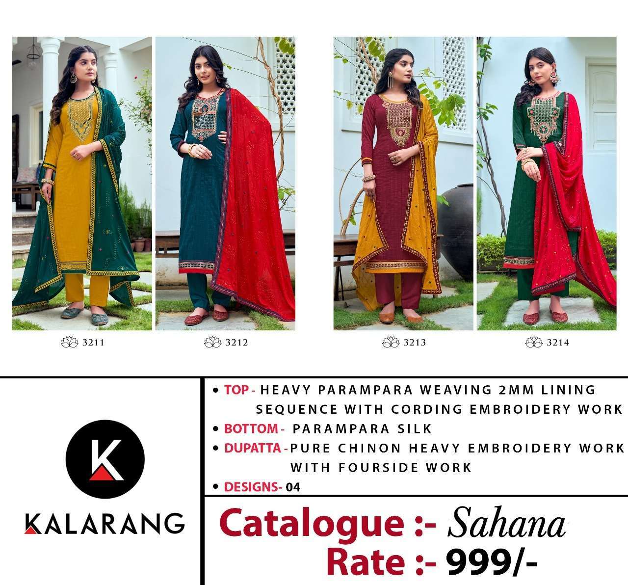 KALARANG PRESENTS SAHANA PARAMPARA SEQUENCE WHOLESALE SALWAR KAMEEZ