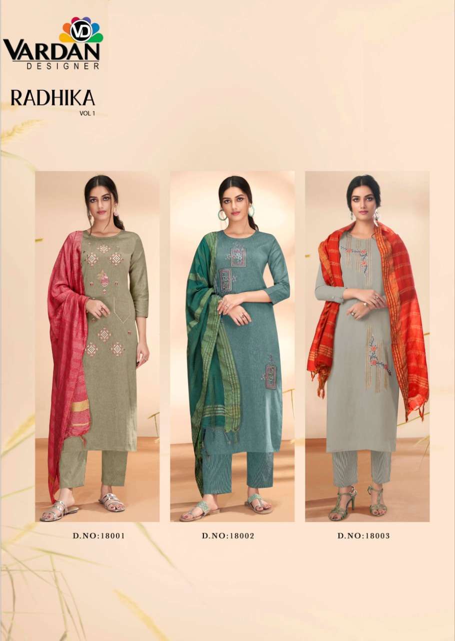 VARDAN PRESENTS RADHIKA VOL 1 COTTON WITH EMBROIDERY WHOLESALE READYMADE COLLECTION