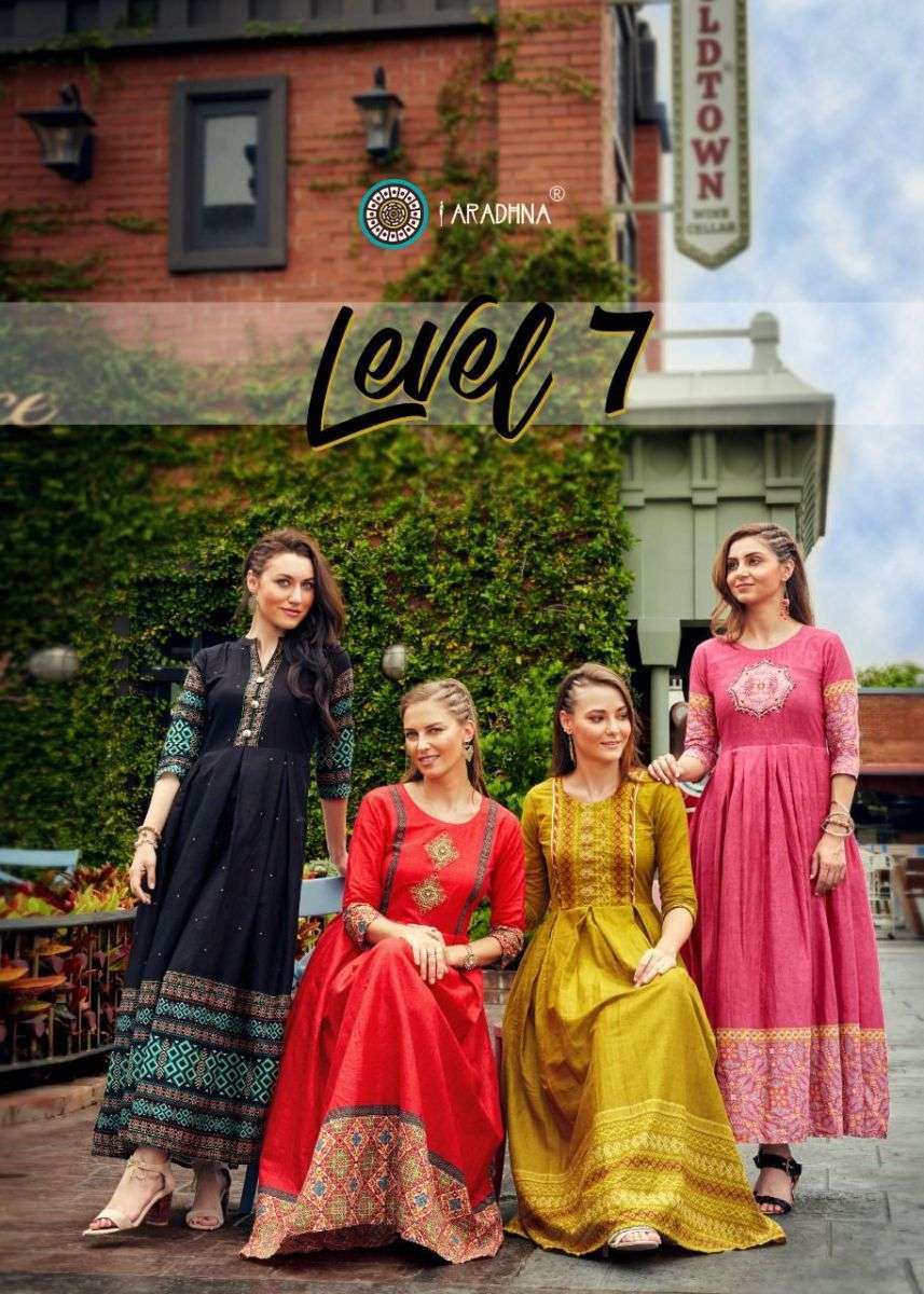 ARADHNA FASHION PRESENTS LEVAL 7 PURE COTTON WITH WORK WHOLESALE GOWN