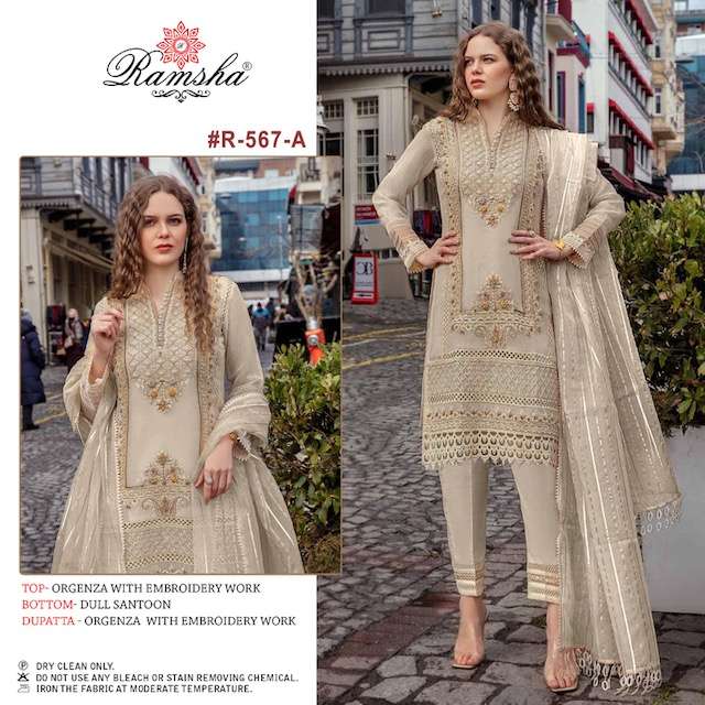 RAMSHA 572 GEORGETTE PAKISTANI DESIGNER SALWAR SUITS AT WHOLESALE