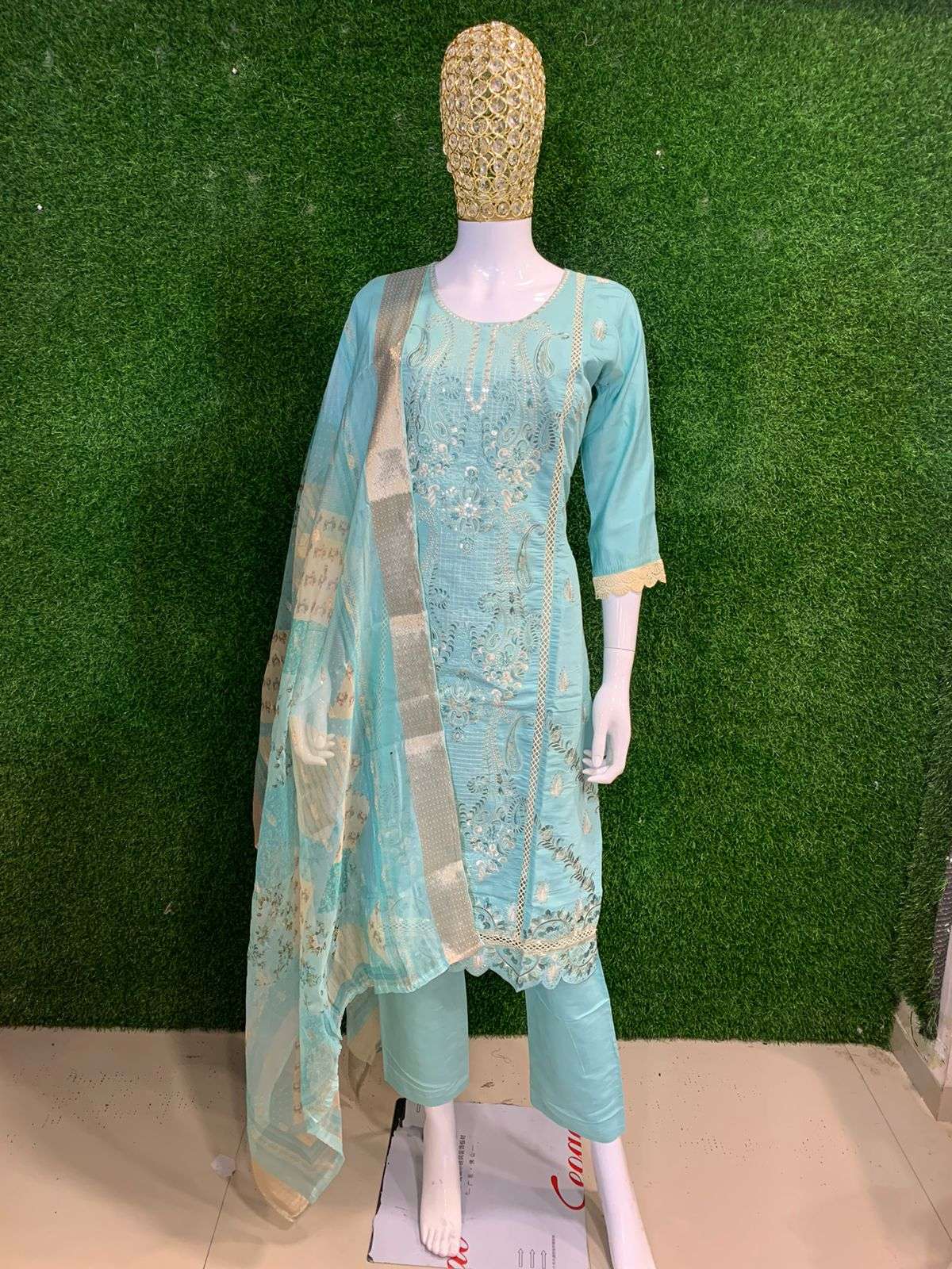 BEMITEX INDIA PRESENTS MODAL SILK LATEST DESIGNER 3 PIECE SUIT IN HEAVY WORK AND FESTIVE RANGE SUIT WHOLESALE SHOP IN SURAT - Bemitex