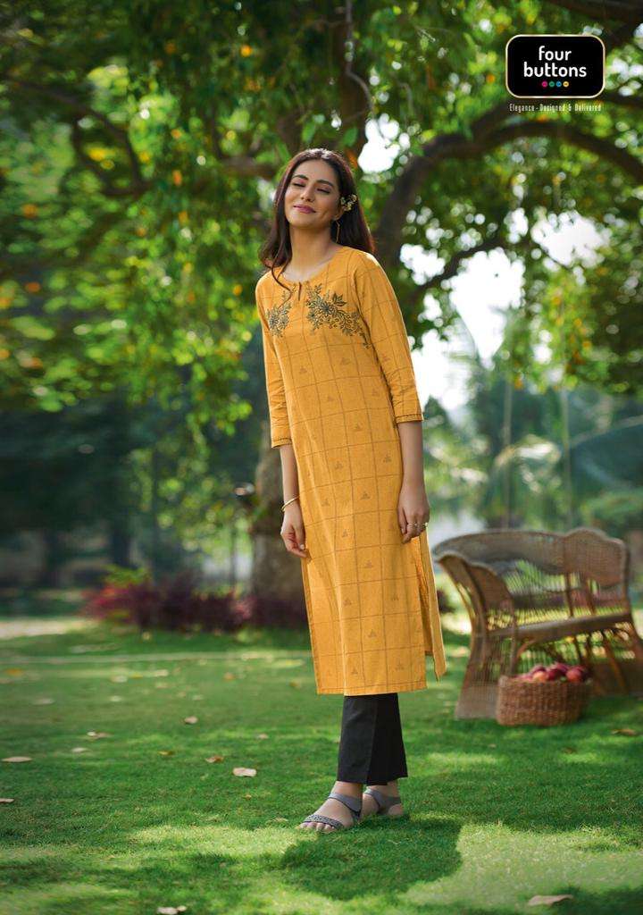 FOUR BUTTONS PRESENTS BASIL 2 PURE COTTON EMBROIDERY WHOLESALE KURTI WITH BOTTOM COLLECTION