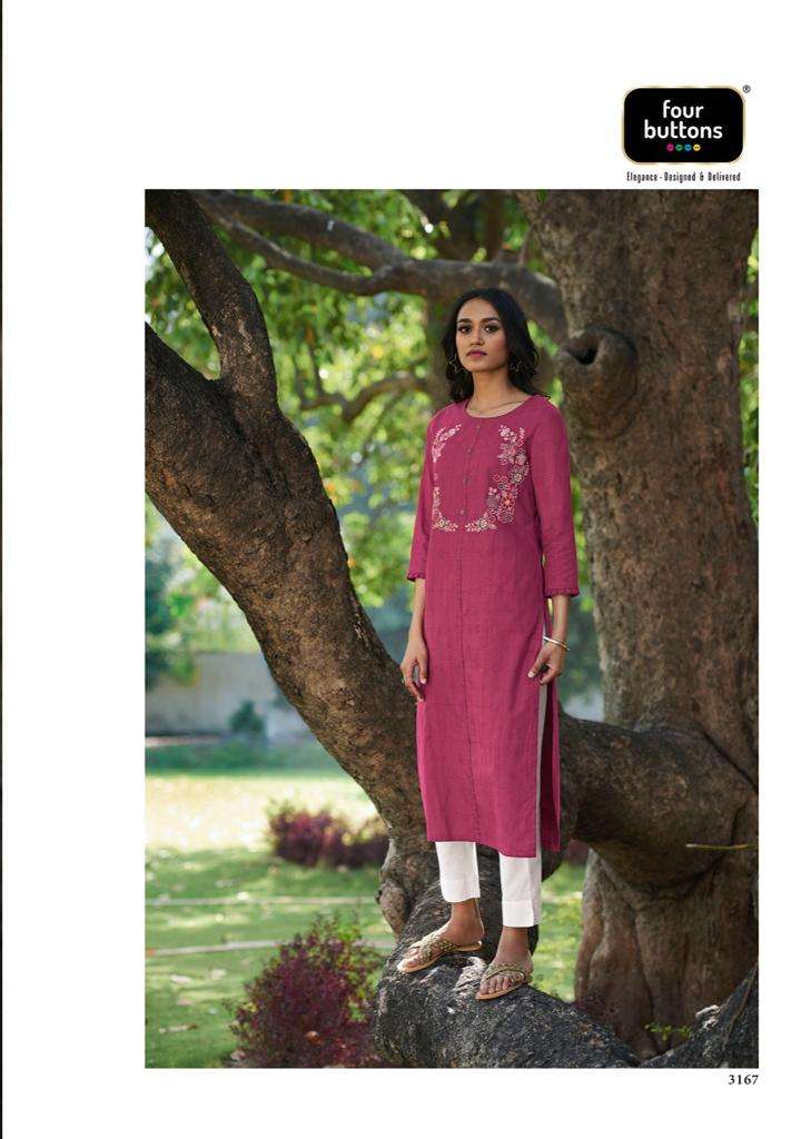 FOUR BUTTONS PRESENTS BASIL 2 PURE COTTON EMBROIDERY WHOLESALE KURTI WITH BOTTOM COLLECTION
