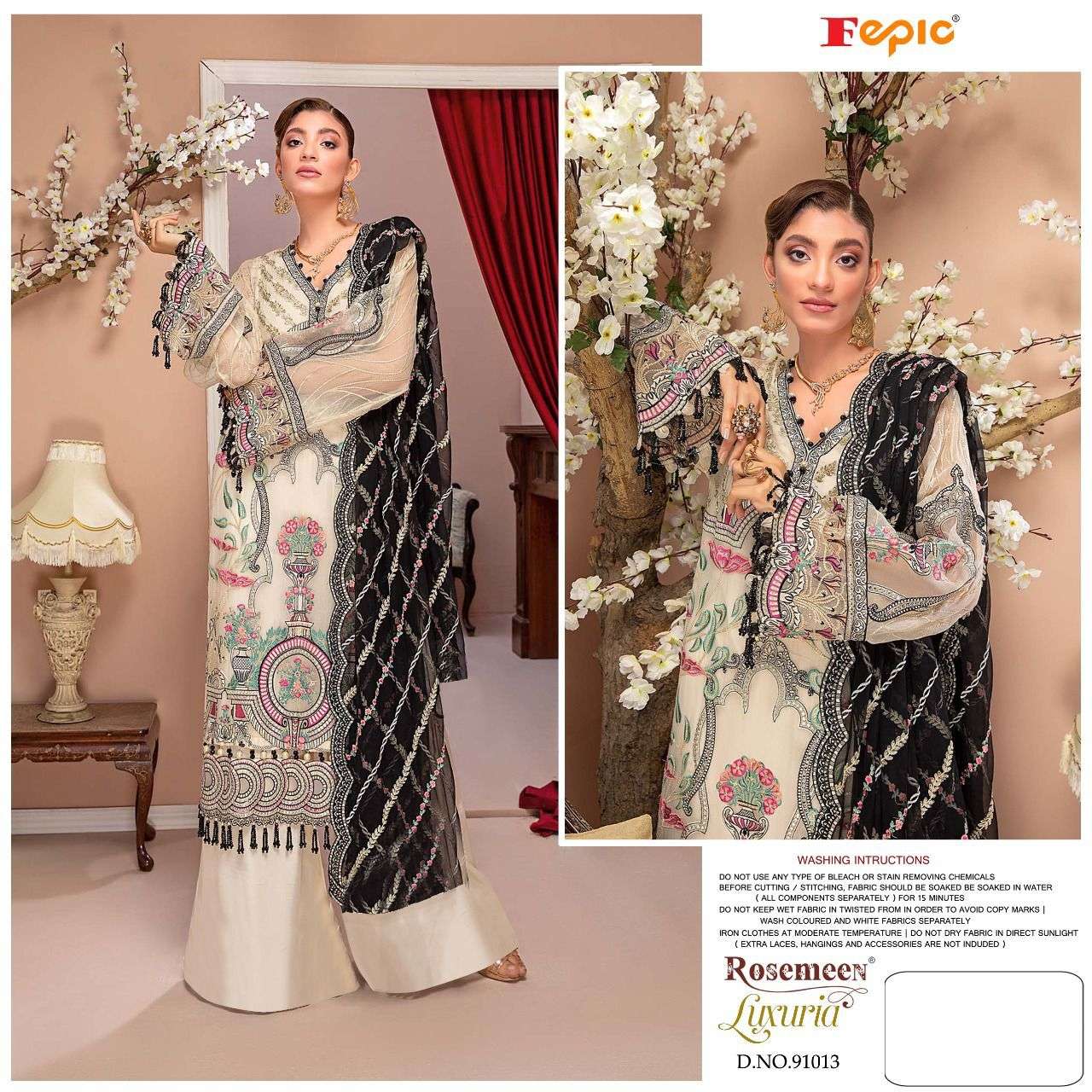FEPIC PRESENTS ROSEMEEN LUXURIA 19012 TO 19015 FOX GEORGETTE EMBROIDERY WHOLESALE PAKISTANI SUITS