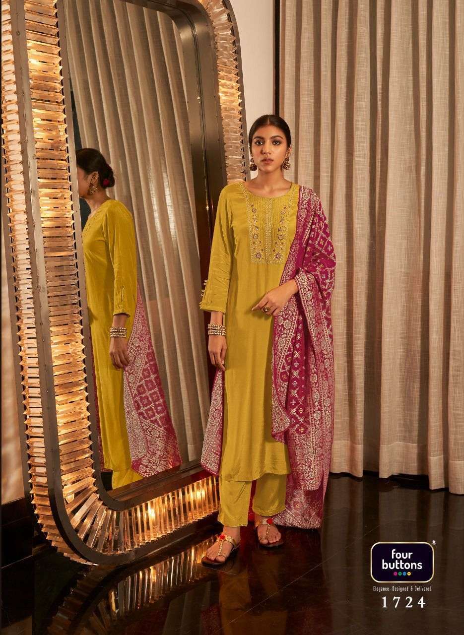 FOUR BUTTONS PRESENTS BANDHNI VOL 3 VISCOSE SILK EMBROIDERY WHOLESALE READYMADE COLLECTION