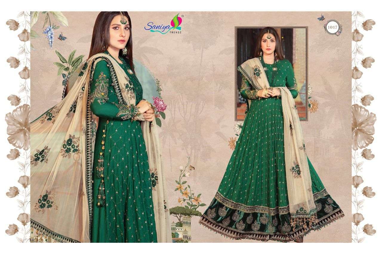 SANIYA TRENDZ PRESENTS SATEEN COLLECTION -21 VOL 6 FOX GEORGETTE EMBROIDERY WHOLESALE PAKISTANI SUITS