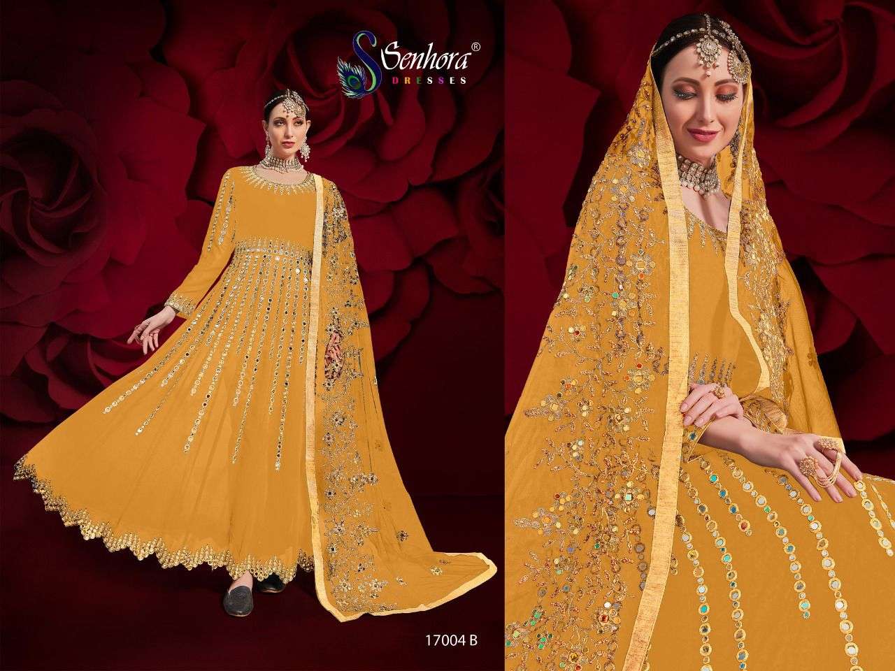 SENHORA PRESENTS AGHA NOOR 17004 COLORS PURE GEORGETTE WITH EMBROIDERY WHOLESALE SALWAR KAMEEZ