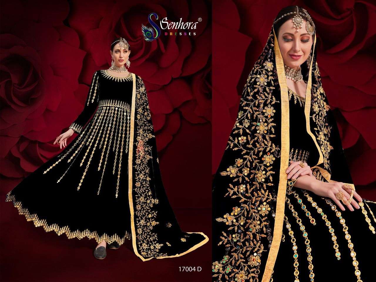 SENHORA PRESENTS AGHA NOOR 17004 COLORS PURE GEORGETTE WITH EMBROIDERY WHOLESALE SALWAR KAMEEZ