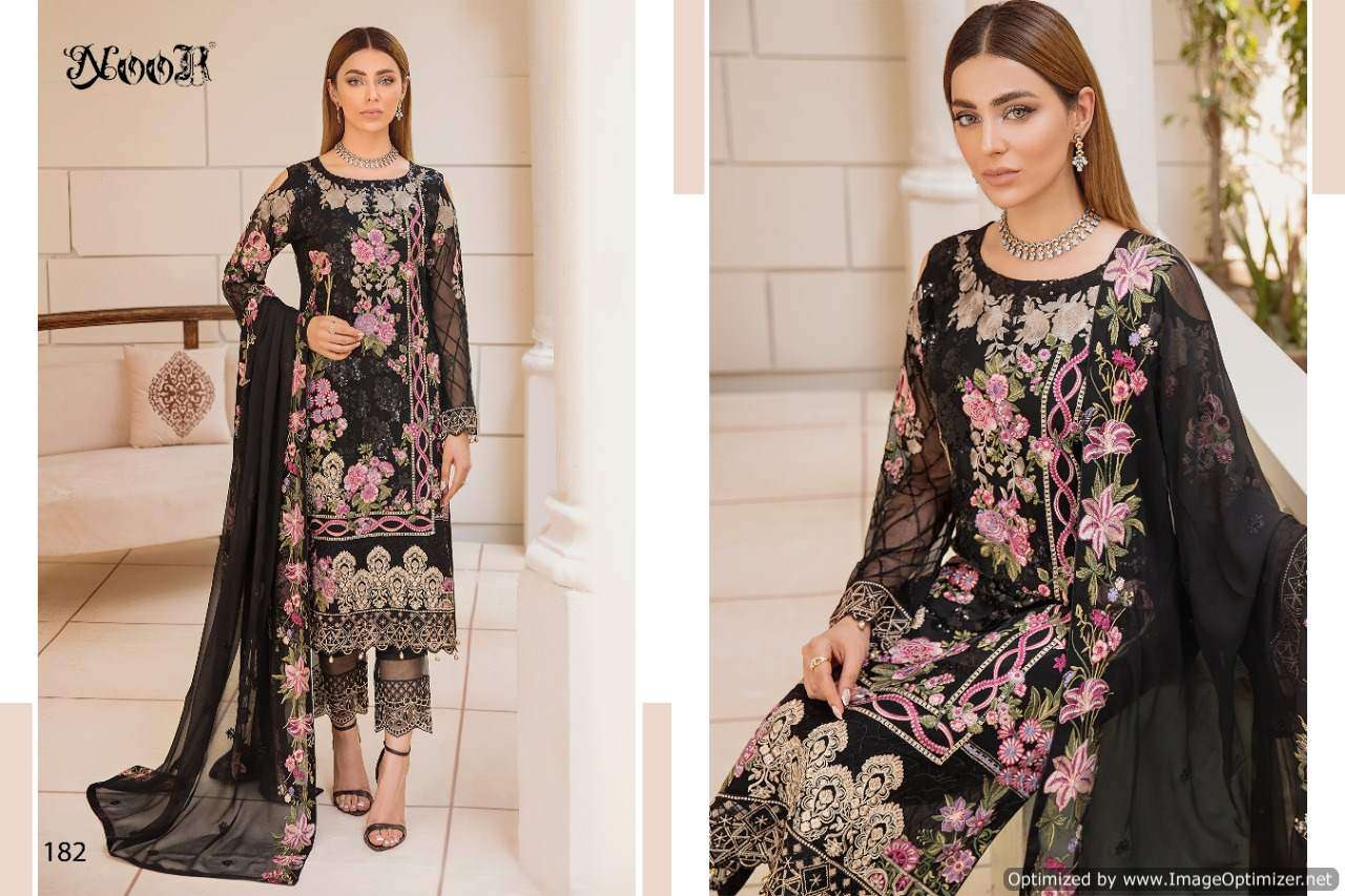NOOR PRESENTS CHEVRON VOL 5 GEORGETTE WITH HEAVY EMBROIDERY WHOLESALE PAKISANI SUITS