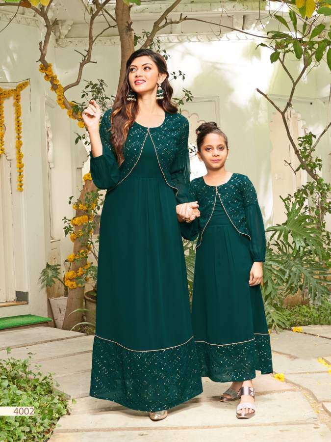 BANWERY PRESENTS ME & MOM 4 GEORGETTE EMBROIDERY WHOLESALE GOWN