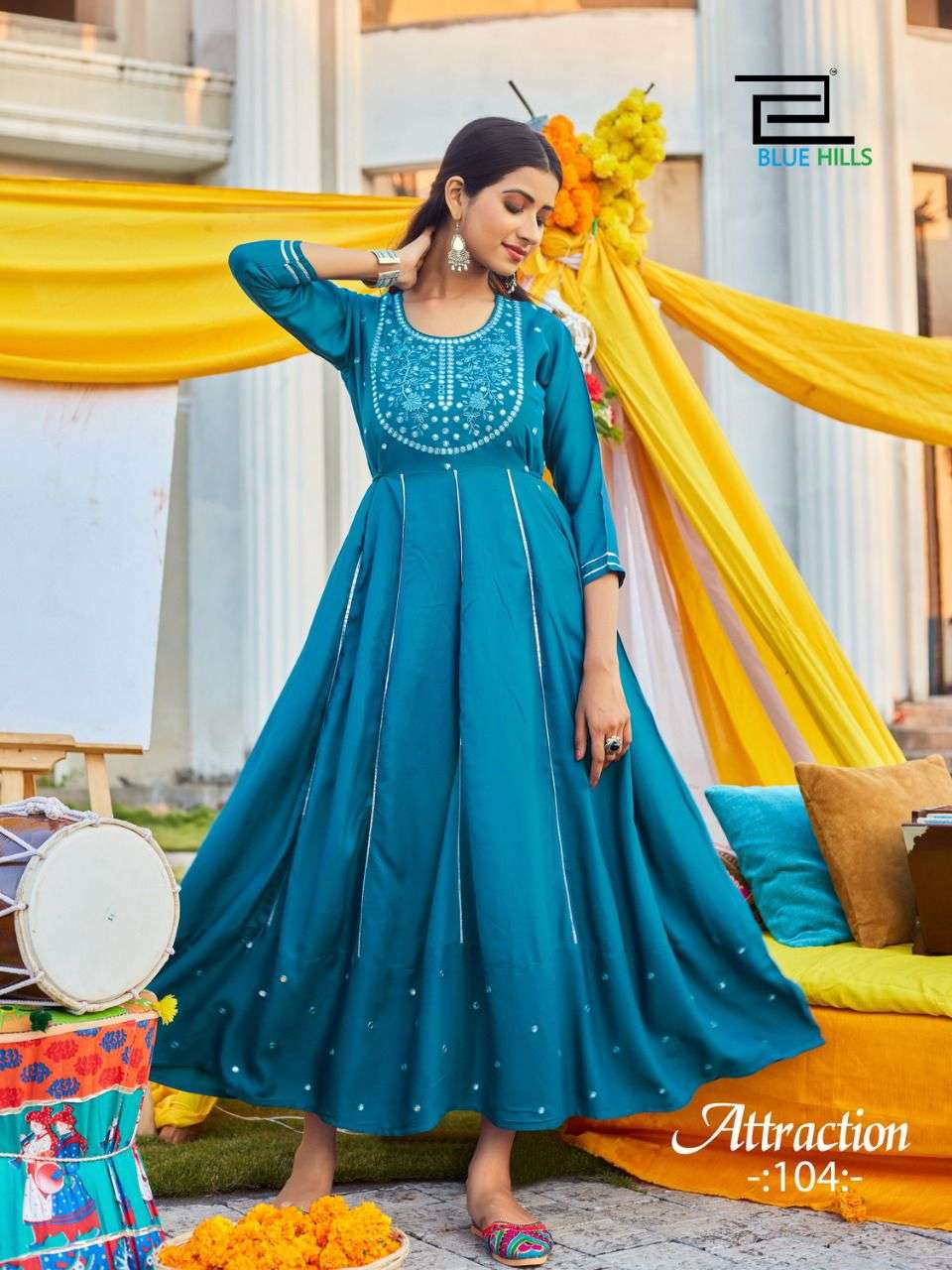 BLUE HILLS PRESENTS ATTRACTION VOL 1 RAYON DESIGNER LONG WHOLESALE GOWN