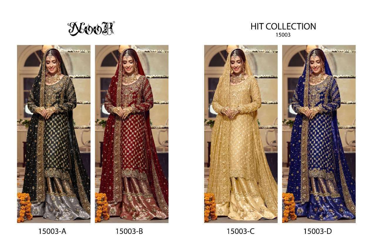 NOOR PRESENTS 15003 HIT COLLECTION FOX GEORGETTE EMBROIDERY WHOLESALE PAKISATANI SUITS