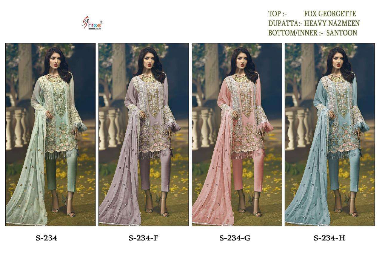 SHREE FAB PRESENTS S 234 COLORS GEORGETTE WITH EMBROIDERY WHOLESALE PAKISTANI SUITS