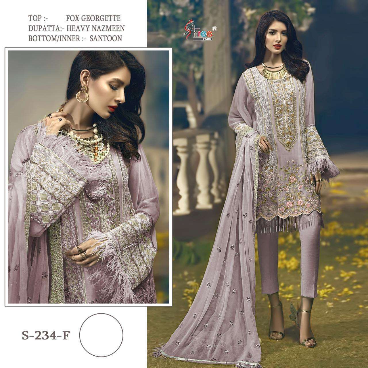 SHREE FAB PRESENTS S 234 COLORS GEORGETTE WITH EMBROIDERY WHOLESALE PAKISTANI SUITS