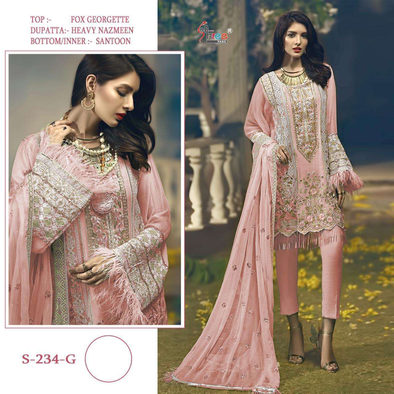 SHREE FAB PRESENTS S 234 COLORS GEORGETTE WITH EMBROIDERY WHOLESALE PAKISTANI SUITS