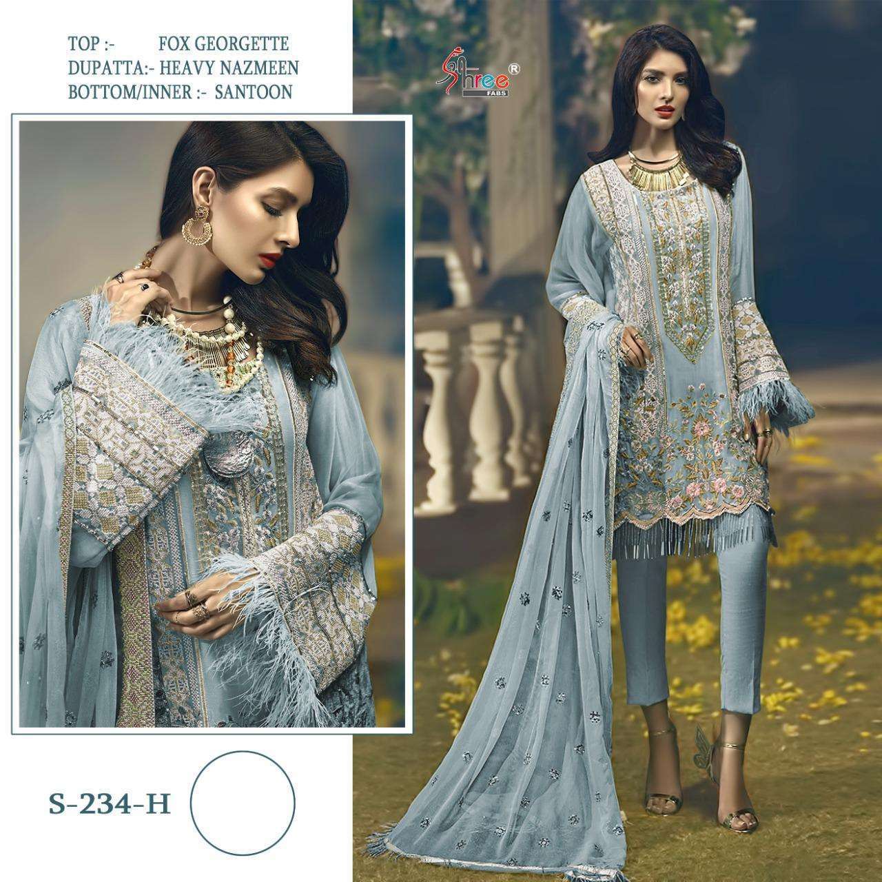 SHREE FAB PRESENTS S 234 COLORS GEORGETTE WITH EMBROIDERY WHOLESALE PAKISTANI SUITS