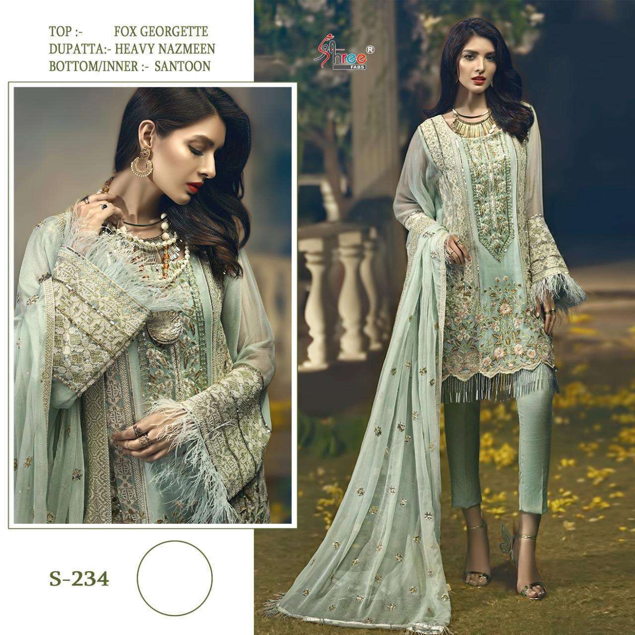 SHREE FAB PRESENTS S 234 COLORS GEORGETTE WITH EMBROIDERY WHOLESALE PAKISTANI SUITS