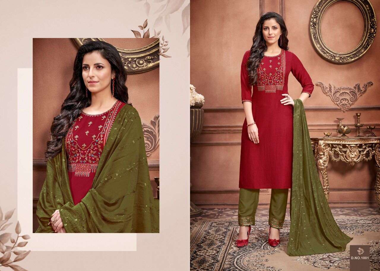 AMAAYA PRESENTS PRIME CHINON SILK EMBROIDERY WHOLESALE READYMADE COLLECTION