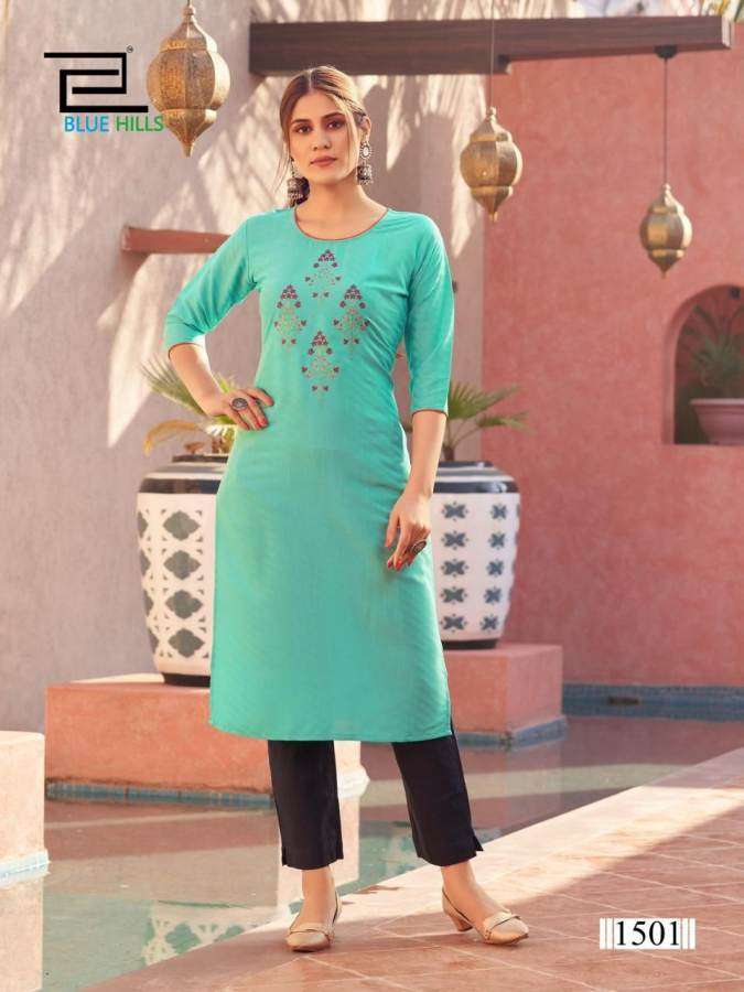 BLUE HILLS PRESENTS COLORBAR VOL 15 RAYON DOBBY WHOLESALE KURTI