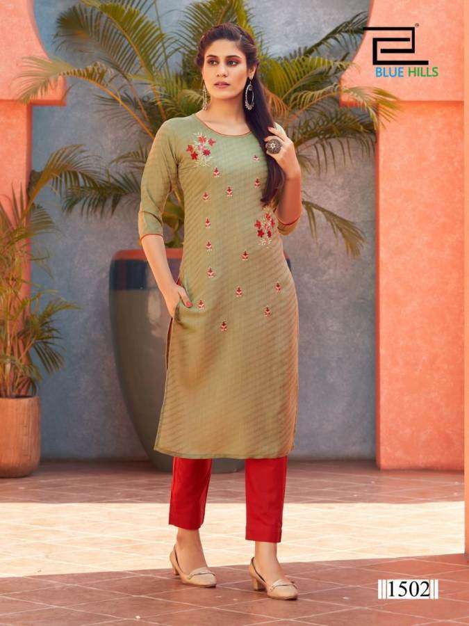 BLUE HILLS PRESENTS COLORBAR VOL 15 RAYON DOBBY WHOLESALE KURTI