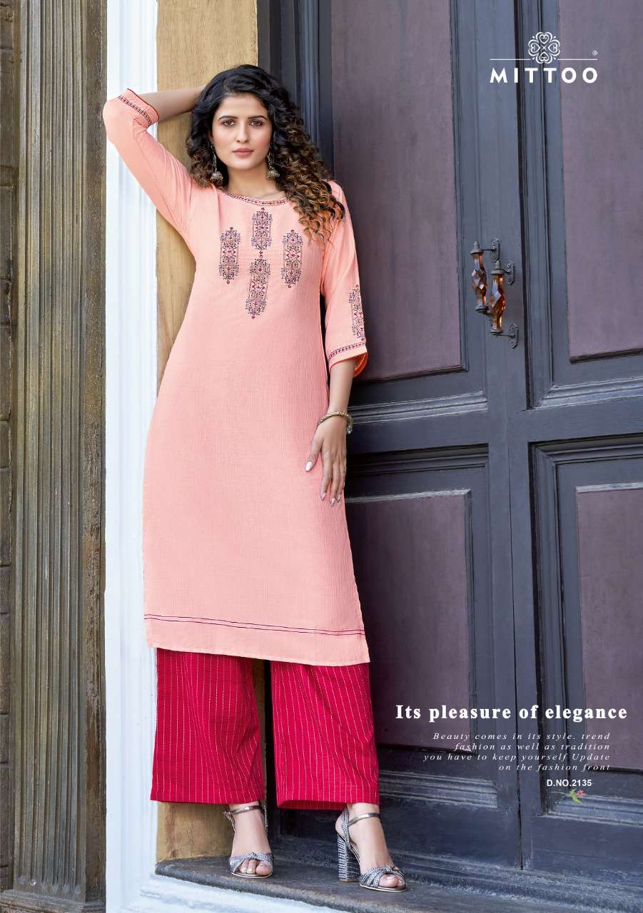MITTOO PRESENTS PANGHAT VOL 21 HEAVY RAYON FANCY WHOLESALE KURTI WITH BOTTOM