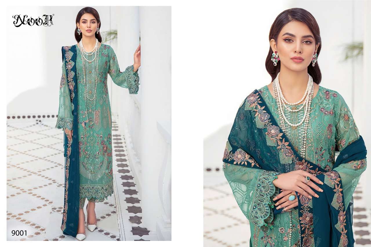 NOOR PRESENTS INLAYS 3 GEORGETTE EMBROIDERY WHOLESALE PAKISTANI SUITS