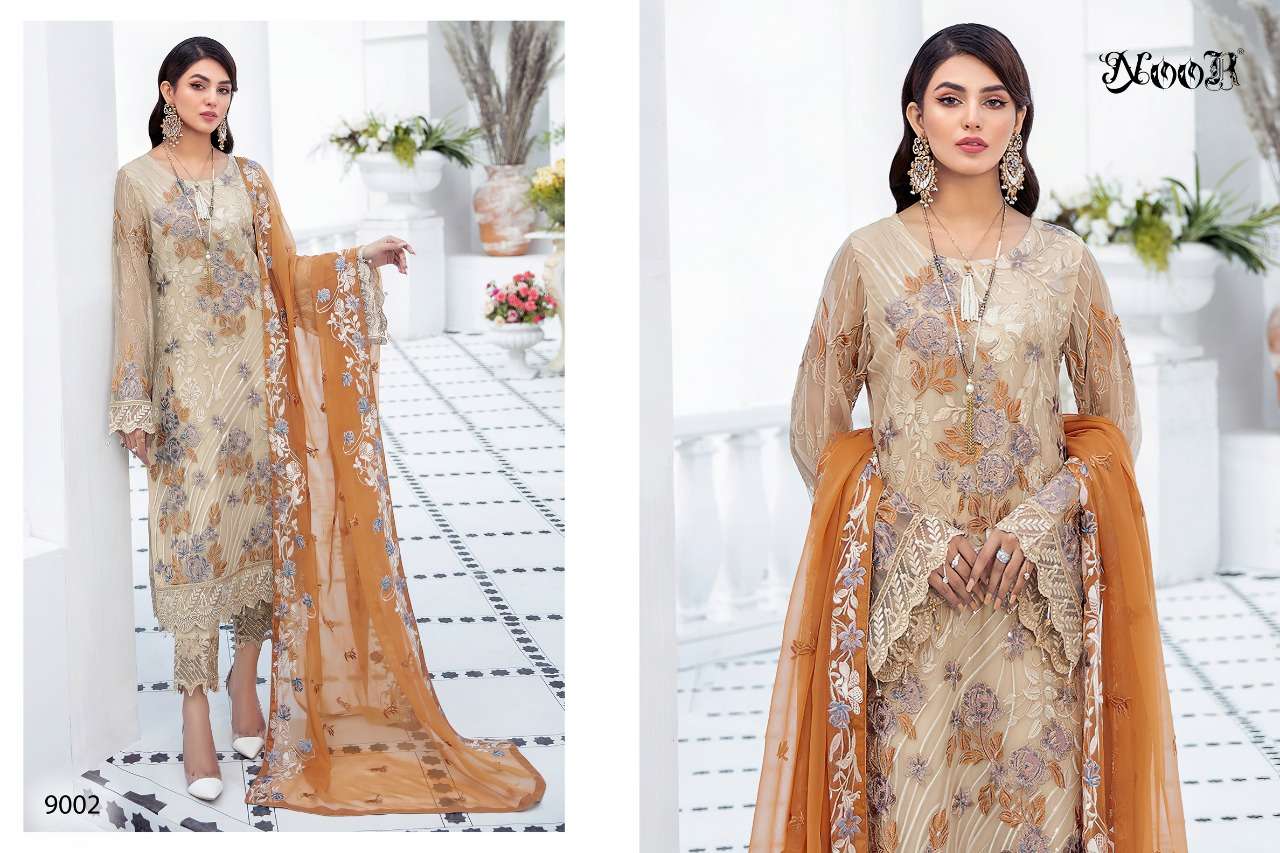 NOOR PRESENTS INLAYS 3 GEORGETTE EMBROIDERY WHOLESALE PAKISTANI SUITS
