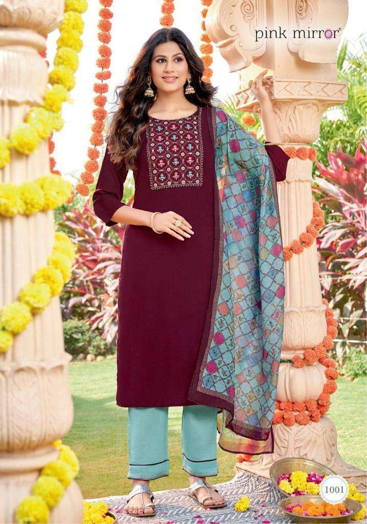 PINK MIRROR PRESENTS MIRROR VISCOSE EMBROIDERY WHOLESALE READYMADE COLLECTION