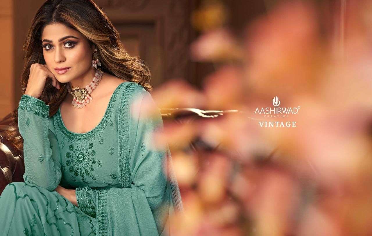 AASHIRWAD CREATION PRESENTS VINTAGE GEORGETTE SEQUANCE WHOLESALE SALWAR KAMEEZ