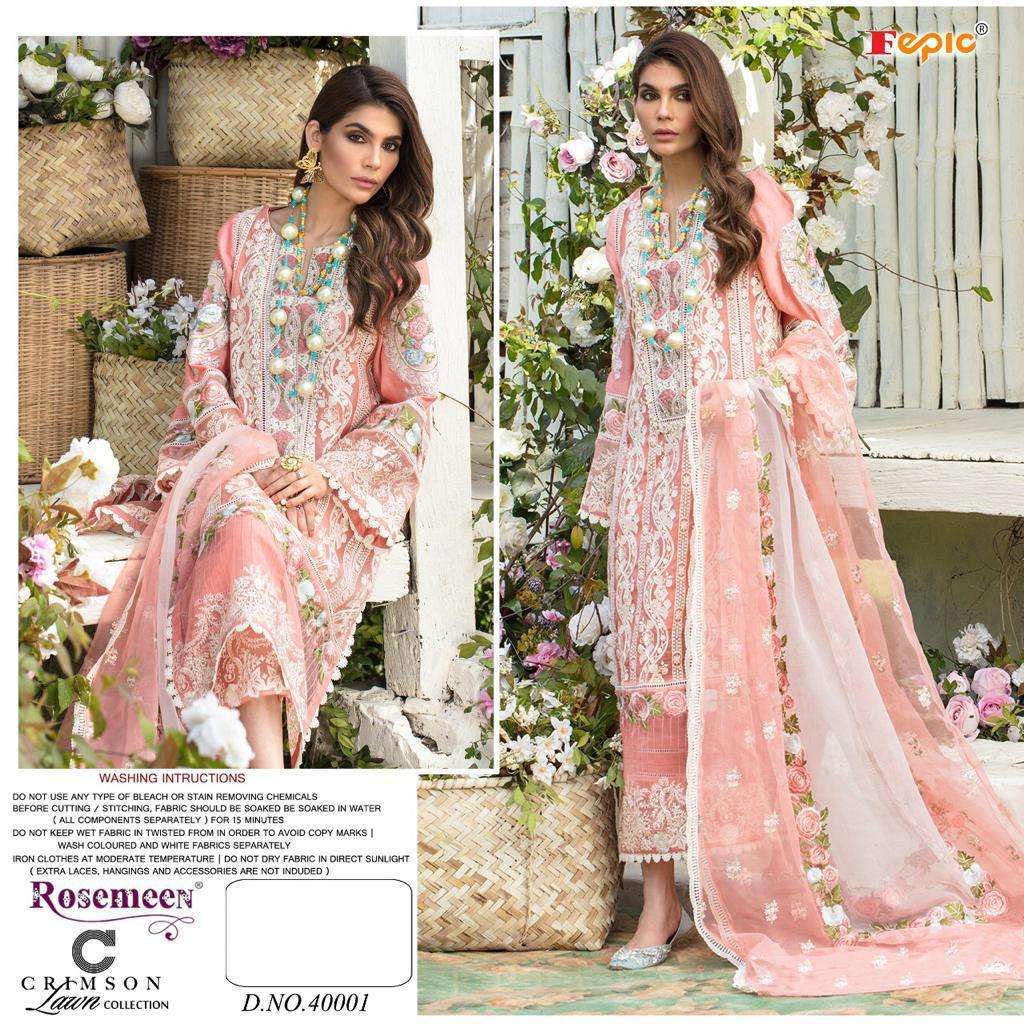 FEPIC PRESENTS ROSEMEEN CRIMSON COTTON WITH EMBROIDERY WHOLESALE PAKISTANI SUITS