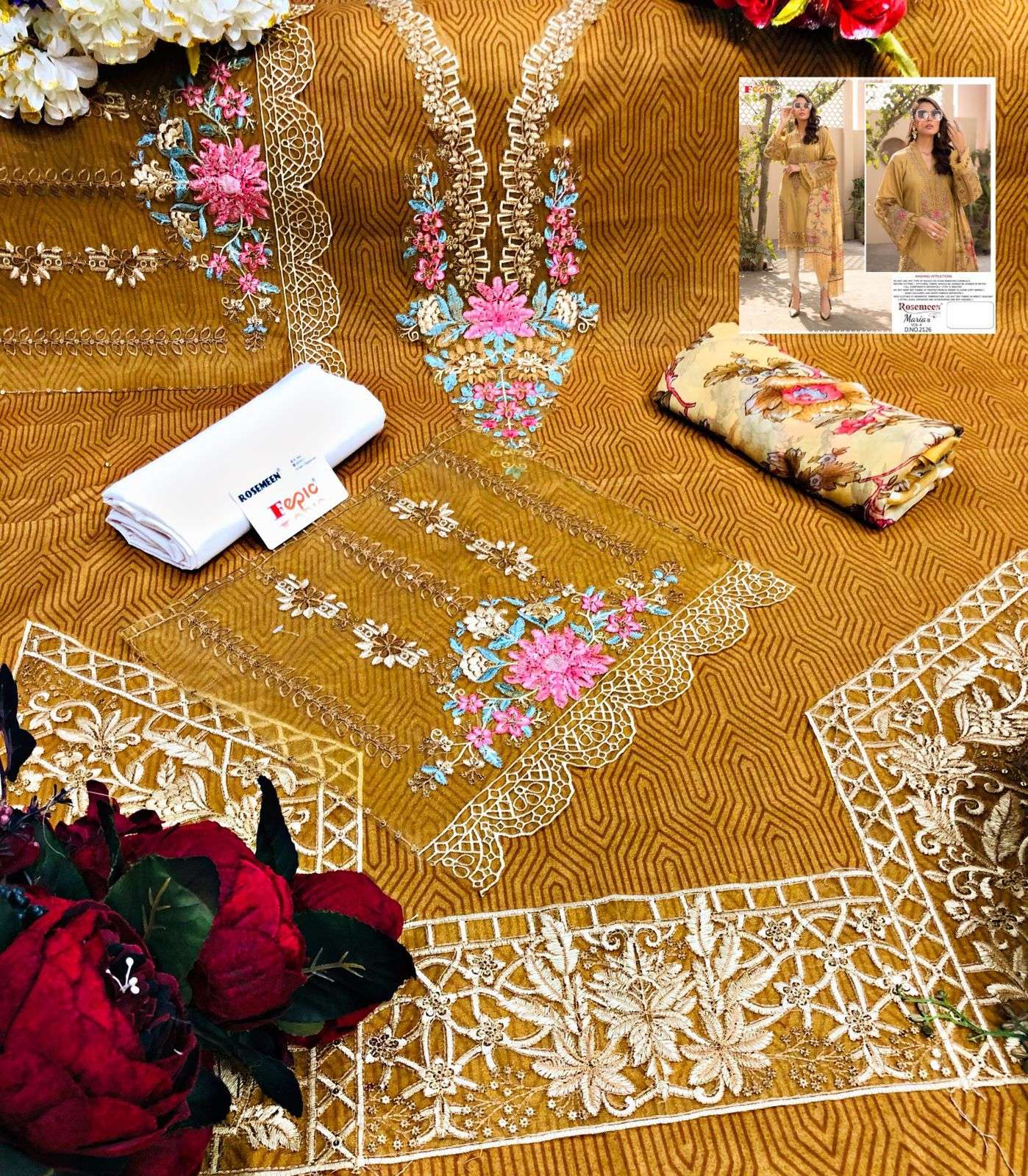FEPIC PRESENTS ROSEMEEN MARIA B 4 EMBROIDERED LAWN COLLECTION WHOLESALE PAKISATNI SUITS