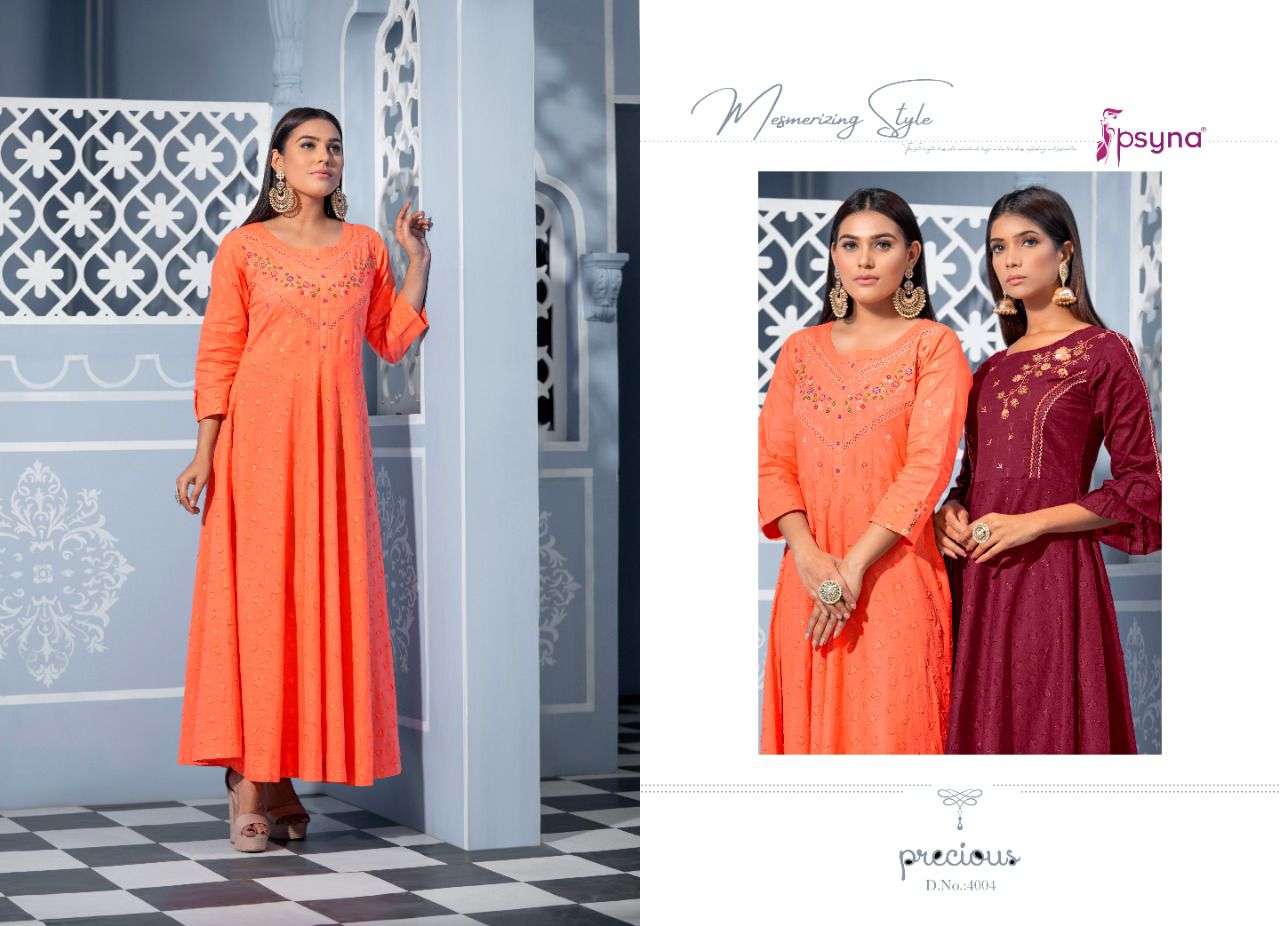 PSYNA PRESENTS PRECIOUS VOL 4 COTTON EMBROIDERY WHOLESALE GOWN