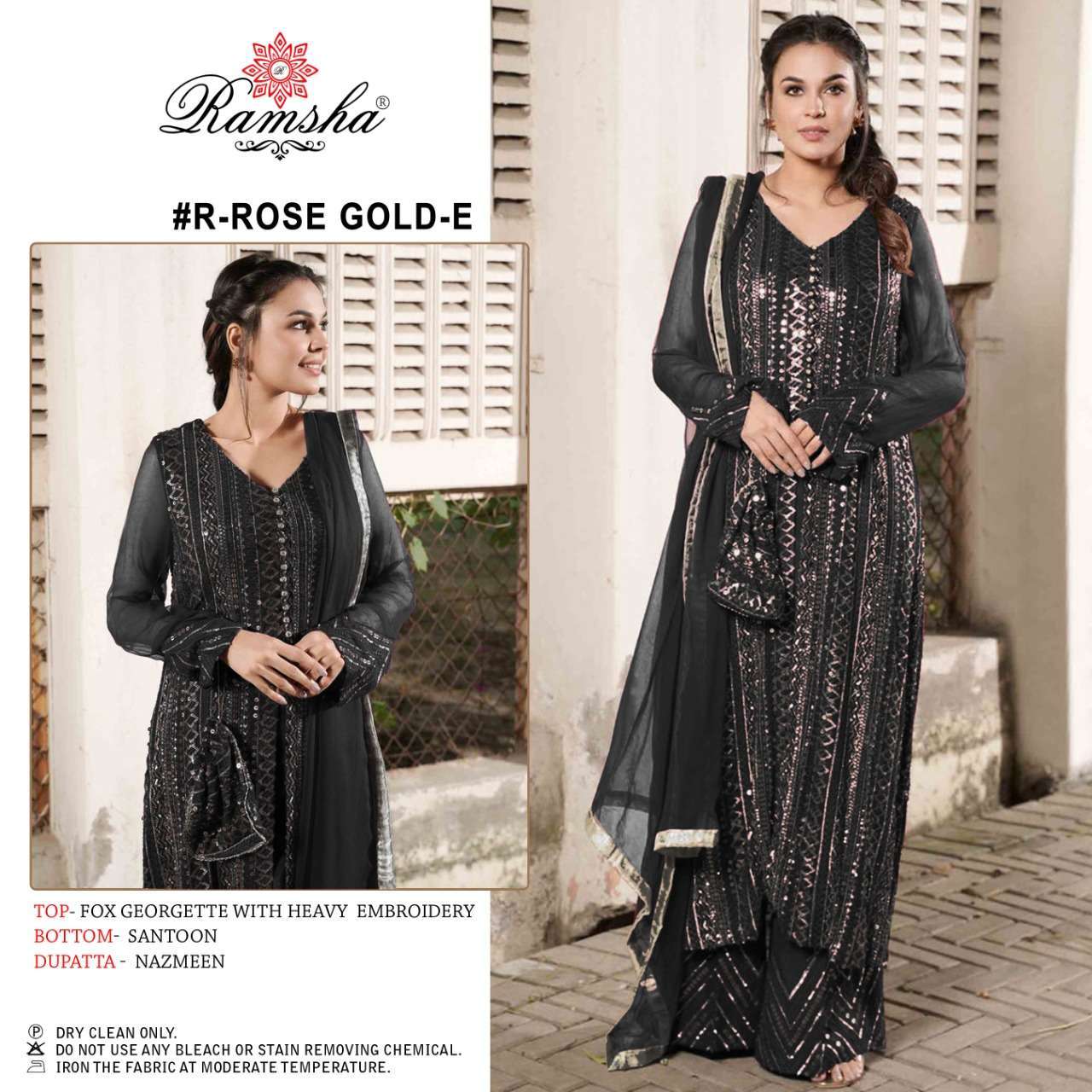 RAMSHA PRESENTS ROSE GOLD NX GEORGETTE EMBROIDERY WHOLESALE PAKISTANI SUITS