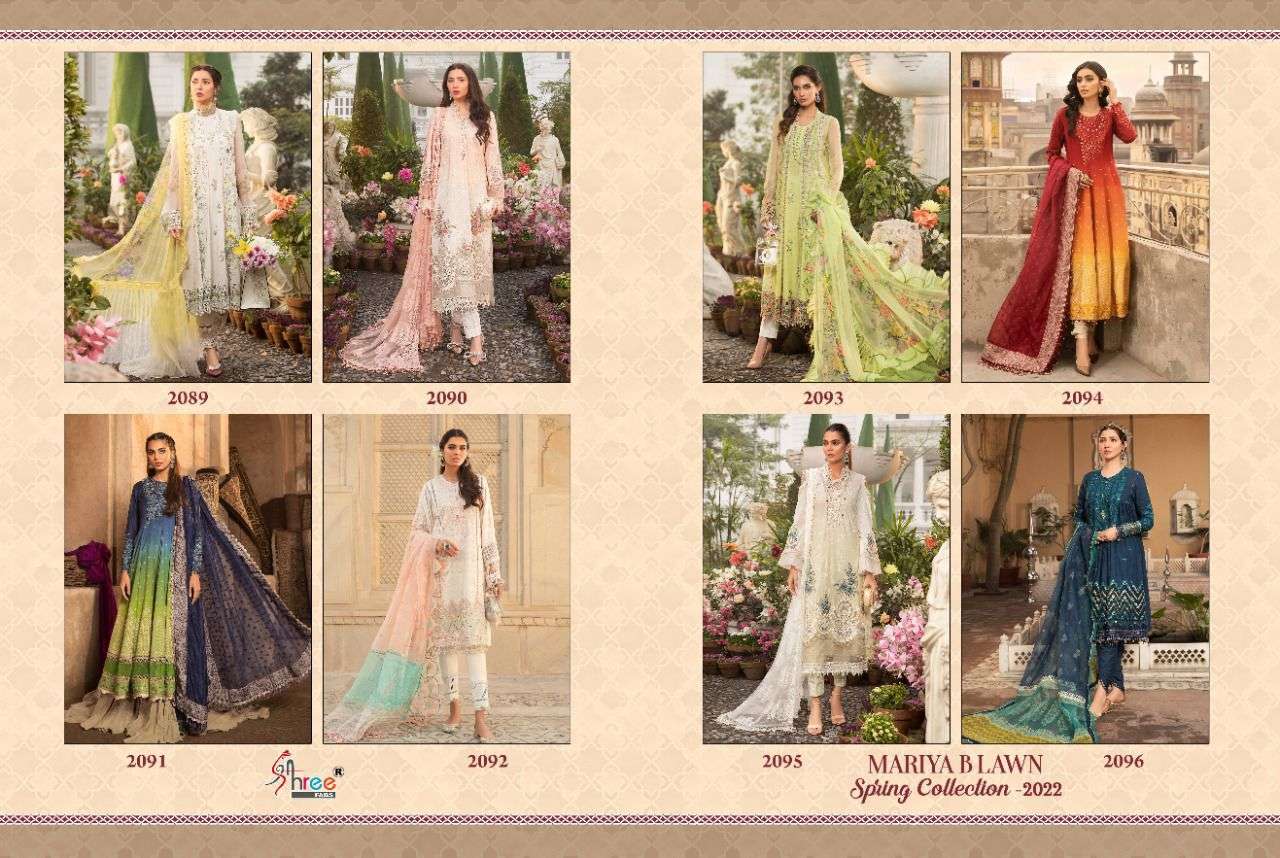 SHREE FABS PRESENTS MARIYA LAWN SPRING COLLECTION 2022 PURE COTTON EMBROIDRY WHOLESALE PAKISTANI SUITS