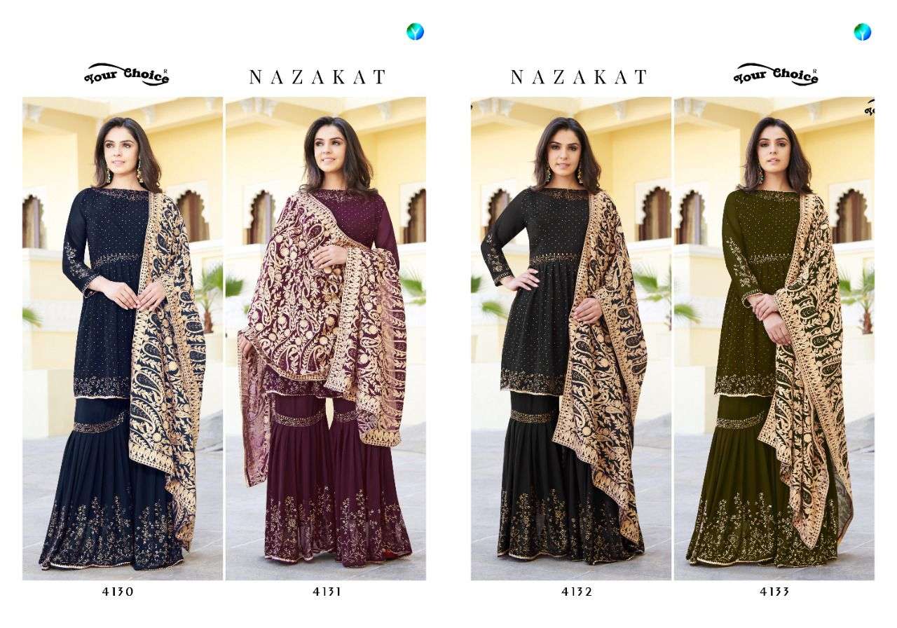 YOUR CHOICE PRESENTS NAZAKAT BLOOMING GEORGETTE EMBROIDERY WHOLESALE SALWAR KAMEEZ